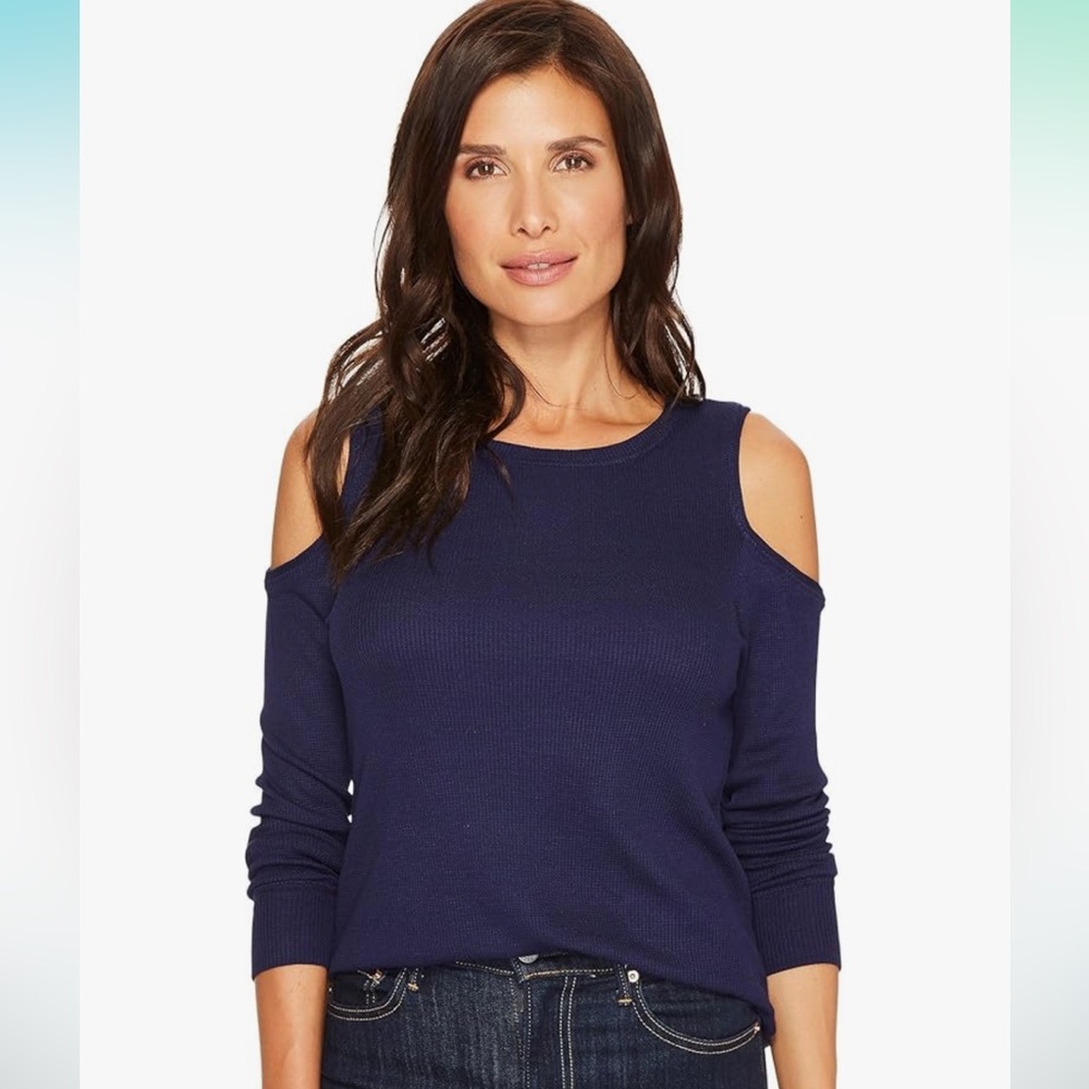 Sanctuary Bowery Cold Shoulder Thermal Long Sleeve Shirt,Purple Color,Sz Large